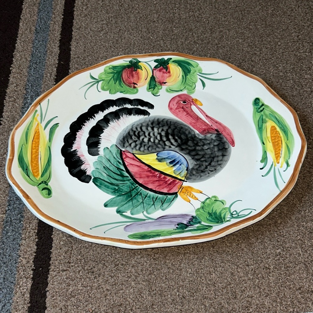 Vintage Italy Ceramic Large Turkey Platter